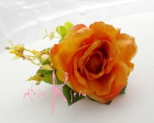 他の写真2: 造花オレンジローズ・オンジジューム　クレセントブーケ・ブトニア・ヘッドパーツセット