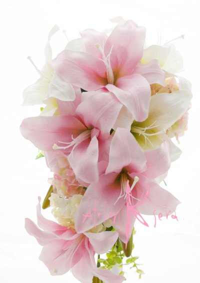 画像1: 造花カサブランカ　ピンク＆ホワイト　 ボリュームT