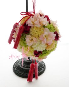 他の写真1: 造花オーダーメイドブーケ　和装用ボールブーケ（ピンポンマム＆ピンク）
