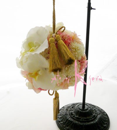 画像4: 造花オーダーメイドブーケ　和装用ボールブーケ（コチョウラン＆マム）