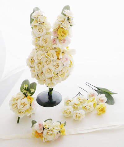 画像1: 造花オーダーメイドブーケ　ウサギブーケ・ブトニア・ヘッドパーツ・アームレット