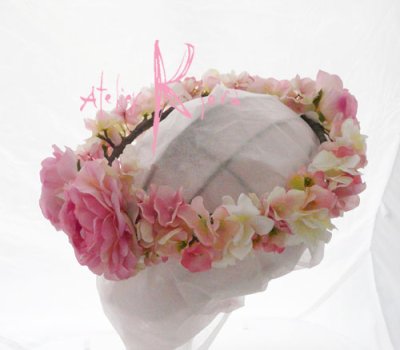 画像2: 造花オーダーメイド　花冠（ハクレイ）ピンクラナンキュラスアクセント