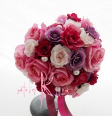 他の写真2: 造花オーダーメイドブーケ　ハートブーケ・ブトニア・ヘッドパーセット（ピンク＆パープル）