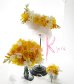 画像2: 造花オーダーメイドブーケ  クラッチ・ブトニア・ボリューム花冠（ＹＷフリージア＆ラン） (2)