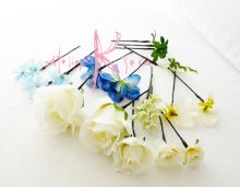 他の写真3: 造花オーダーメイドブーケ　 キャスケード・ブトニア・ヘッドパーツ（ホワイトローズ　ブループラス）
