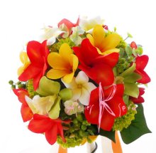 他の写真1: 造花オーダーメイドブーケ  ラウンド20・ブトニア・花冠・リストレット（プルメリアｍｉｘ＆ラン）
