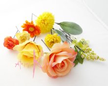 他の写真1: 造花オーダーメイドブーケ  ラウンド20・ブトニア・リストレット・ヘッドパーツ（RGイエロー＆オレンジ）