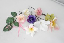 他の写真2: 造花オーダーメイドブーケ　ラウンド・ブトニア・花冠（プルメリア＆ミニローズ）