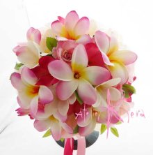 他の写真1: 造花オーダーメイドブーケ　ラウンド20・ブトニア・花冠(プルメリアローズ・ピンク＆ピンク）