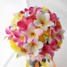他の写真1: 造花オーダーメイドブーケ  ラウンド22・ブトニア・花冠（ミックスカラー・プルメリア）