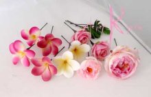 他の写真3: 造花オーダーメイドブーケ　シェアブーケ3P・ブトニア・ヘッドパーツ・リストレット（プルメリア＆イングリッシュローズ）