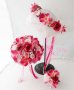 画像1: 造花オーダーメイドブーケ　ラウンド・ブトニア・花冠（ピンクローズ＆プルメリア） (1)
