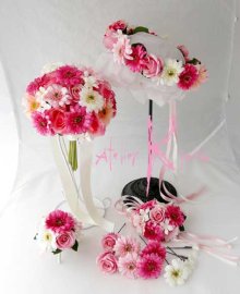 他の写真1: 造花オーダーメイドブーケ  クラッチ・ブトニア・ヘッドパーツ・花冠・リストレット（Pガーベラ&ローズ）