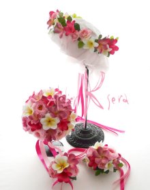 他の写真2: 造花オーダーメイドブーケ　ショートキャケード・ブトニア（Pローズ＆Pプルメリア）