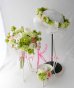 画像1: 造花オーダーメイドブーケ　クラッチ22・ブトニア・花冠（ホワイトローズ＆グリーン） (1)