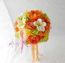 他の写真1: 造花オーダーメイドブーケ　クラッチ22・ブトニアヘッドパーツ・リストレット・花冠（ラナンキュラスＭＩＸ＆プルメリア）
