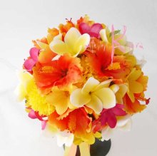 他の写真1: 造花オーダーメイドブーケ　ラウンド・ブトニア・花冠（Yプルメリア＆Oハイビスカス）