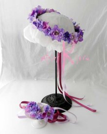 他の写真2: 造花オーダーメイド 花冠＆リストレット（ニュアンスパープルグラデーション）