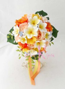 他の写真1: 造花オーダーメイドブーケ  キャスケード・ブトニア・花冠（プルメリア＆イエロー・オレンジ）