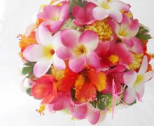 他の写真1: 造花オーダーメイドブーケ　ラウンド24・ブトニア・花冠（ｍｉｘカラー　プルメリア＆ハイビスカス）