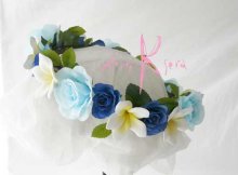 他の写真2: 造花オーダーメイドブーケ  クラッチ20・ブトニア・花冠・リストレット（Wプルメリア＆ブルーローズ）