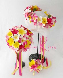 他の写真3: 造花オーダーメイドブーケ  クラッチ22・ブトニア・花冠・（プルメリア7カラフルＭｉｘ）