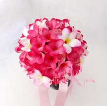 他の写真1: 造花オーダーメイドブーケ　ラウンド23・ブトニア・花冠（ピンクプルメリア&ミニローズ）