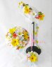 画像1: 造花オーダーメイドブーケ  ラウンド22・花冠・ブトニア（シャンパンローズ＆プルメリア） (1)