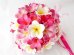 画像2: 造花オーダーメイドブーケ ラウンド20・ブトニア・花冠・リストレット・（イングリッシュローズ＆ピンクプルメリア） (2)