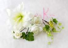 他の写真3: 造花カサブランカとカラー　キャスケードブーケ・ブトニア・ヘッドパーツセット