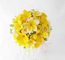 他の写真2: 造花オーダーメイドブーケ　クラッチ・ブトニア・花冠（イエローローズ＆プルメリア）