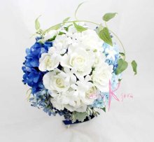他の写真2: 造花オーダーメイドブーケ  クラッチ23・ブトニア・花冠（ブルー＆ホワイト）