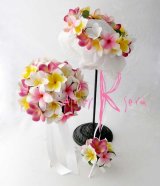 画像: 造花オーダーメイドブーケ  クラッチ22・ブトニア・花冠・（プルメリア6Ｍｉｘ）