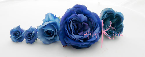 画像: 造花ブルーローズ　ショートキャスケードブーケ・ブトニア・ヘッドパーツセット