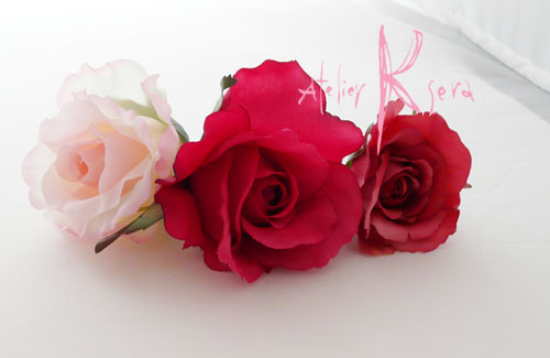 画像: 造花ピンクグラデーションローズ　ラウンドブーケ・ブトニア・ヘッドパーツセット