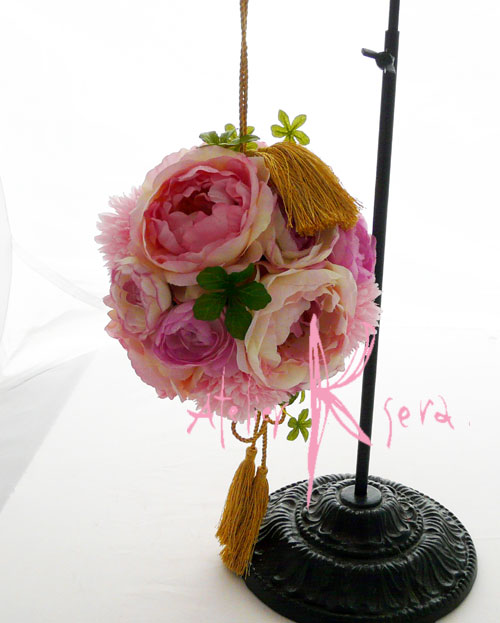 画像: 造花オーダーメイドブーケ　和装用ボールブーケ（イングリッシュローズ＆マム）