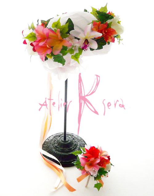 画像1: 造花オーダーメイド 花冠・ブトニアセット（ナチュラルトロピカルイメージ）