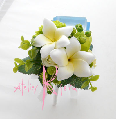 画像3: 造花オーダーメイド リストレット・ブトニア・花冠（ミニプルメリア・グリーン）