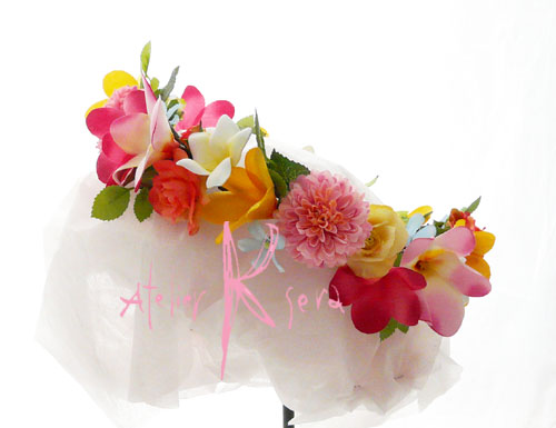 画像3: 造花オーダーメイドブーケ　 ラウンド22・ブトニア・花冠（ピンクマムベースミックスカラー）