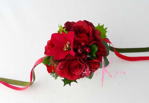 画像4: 造花オーダーメイド リストレット・ブトニア・花冠（クリスマスカラーR&G）
