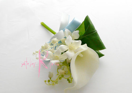 画像3: 造花スズランとカラー　クラッチブーケ・ブトニア・ヘッドパーツセット
