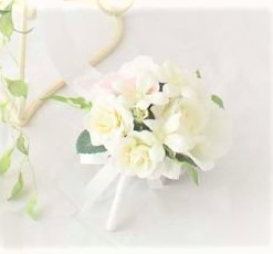 画像4: 造花オーダーメイド　キャスケードブーケ・ブトニア・ヘッドピースセット（ローズ＆ジャスミン）